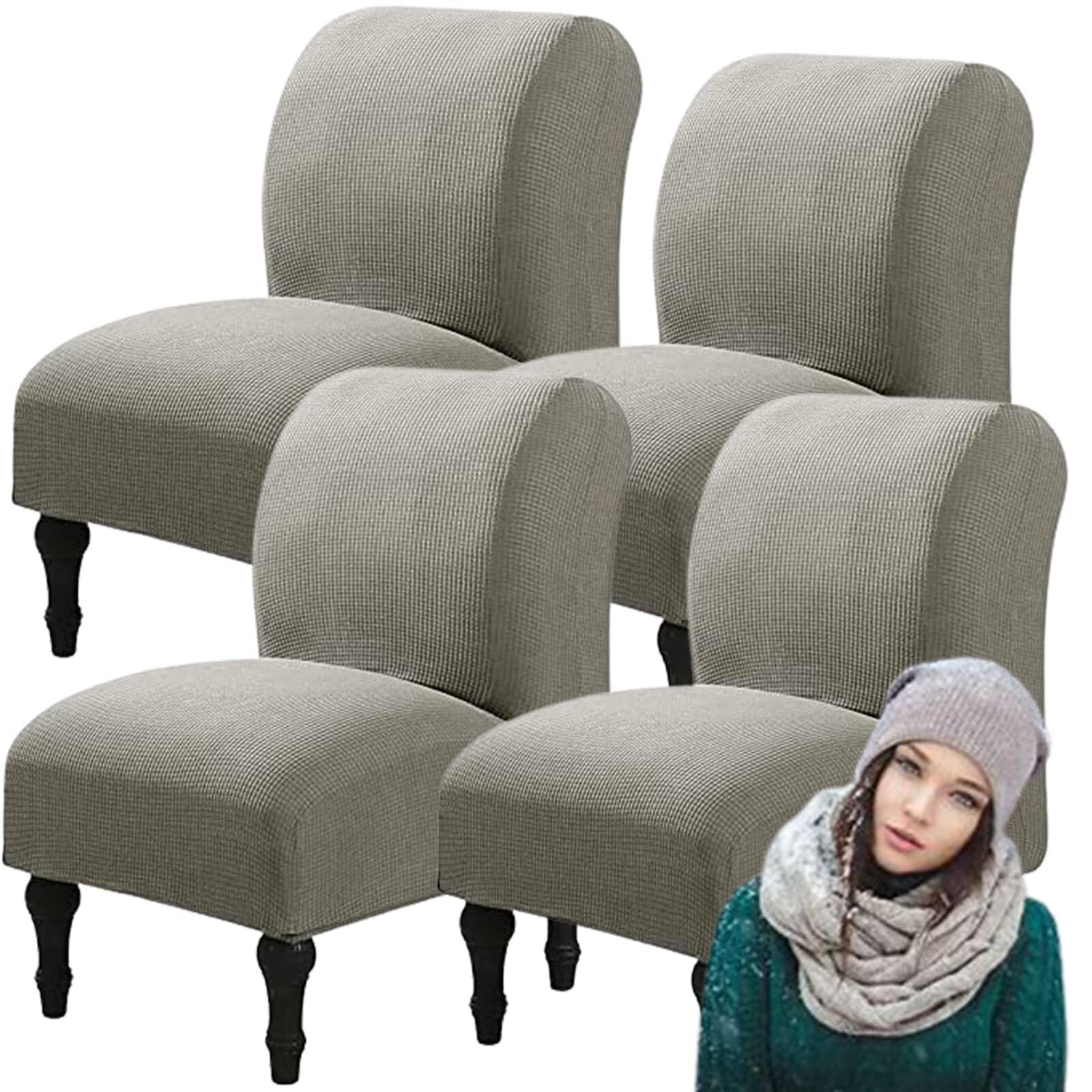 NMVAWIPT Armless Accent Chair Covers, Polyester+Spandex Stretch Slipcover, Removable Furniture Protector, For Home Hotel(#1,4pcs)