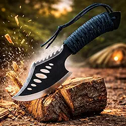 Machado Tático Lenhador com Cabo Emborrachado Antiderrapante, Lâmina Afiada e Coldre, Ideal para Cortar Madeira, Geleira e Uso Externo