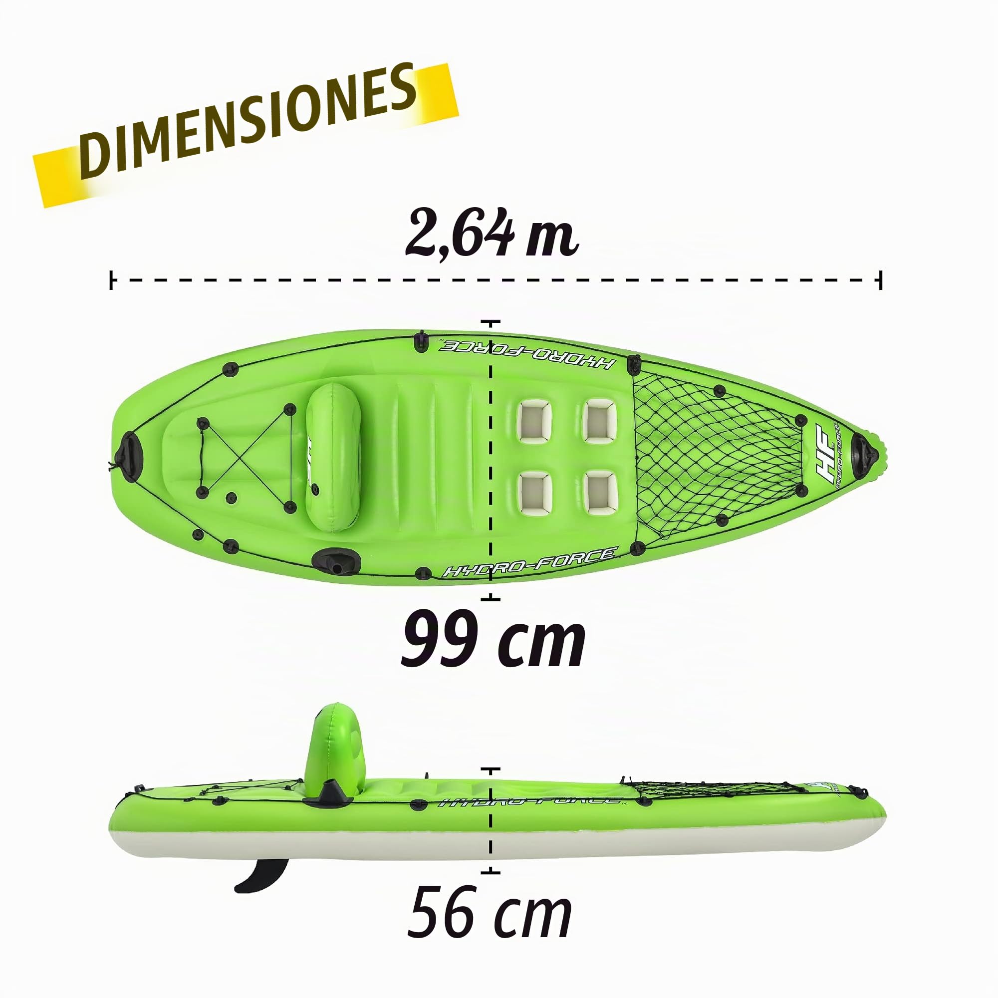 Bestway Hydro-Force Kayak Inflable Koracle Barco de Pesca con Bomba, Paleta y Bolsa