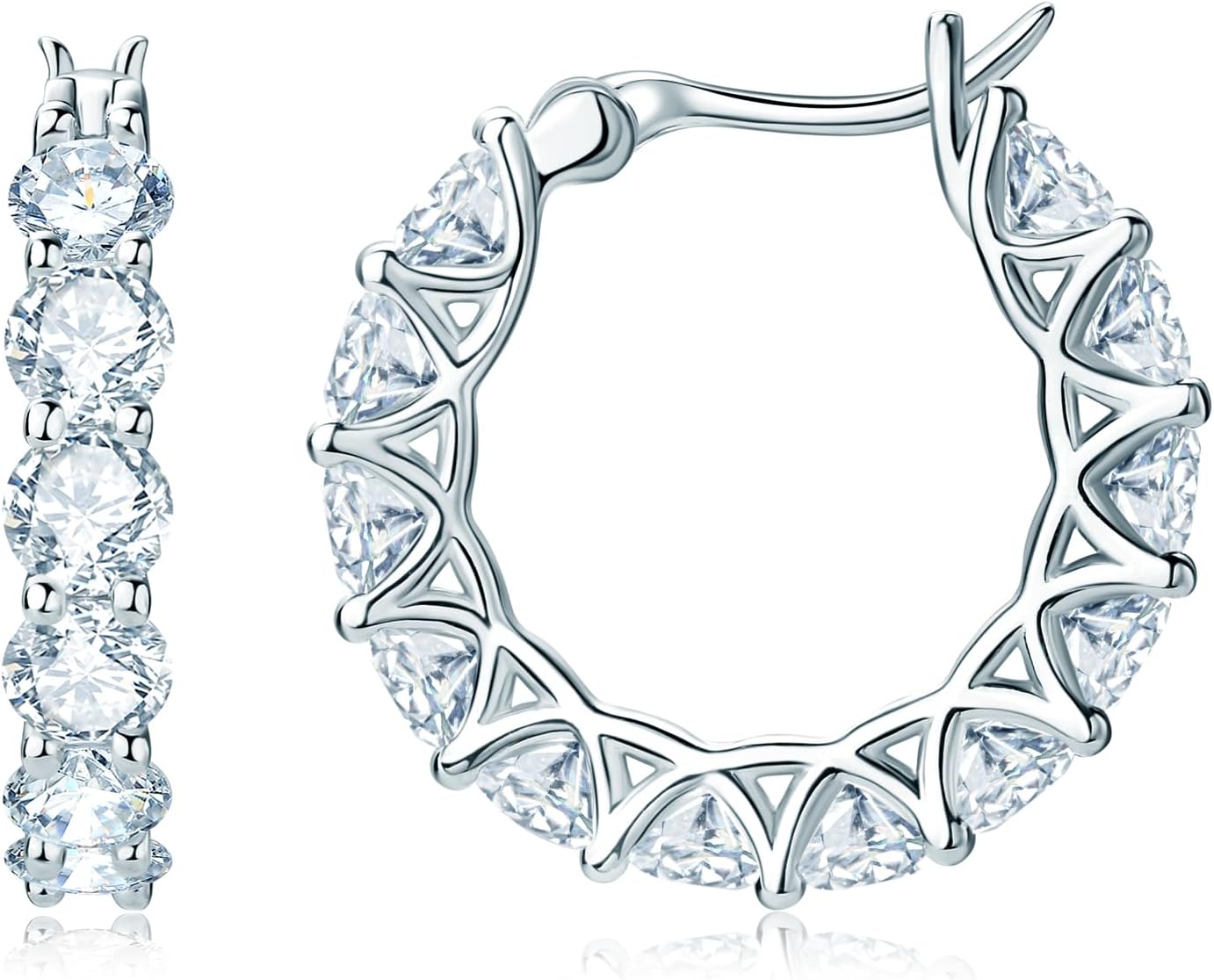 AINUOSHI Moissanite Hoop Earrings for Women, D-E Color Moissanite Simulated Diamond, 925 Sterling Silver with 18K White Gold / 14K Yellow Gold Plated, Hypoallergenic, Jewelry Box Packed, Christmas New Year Jewelry Gifts