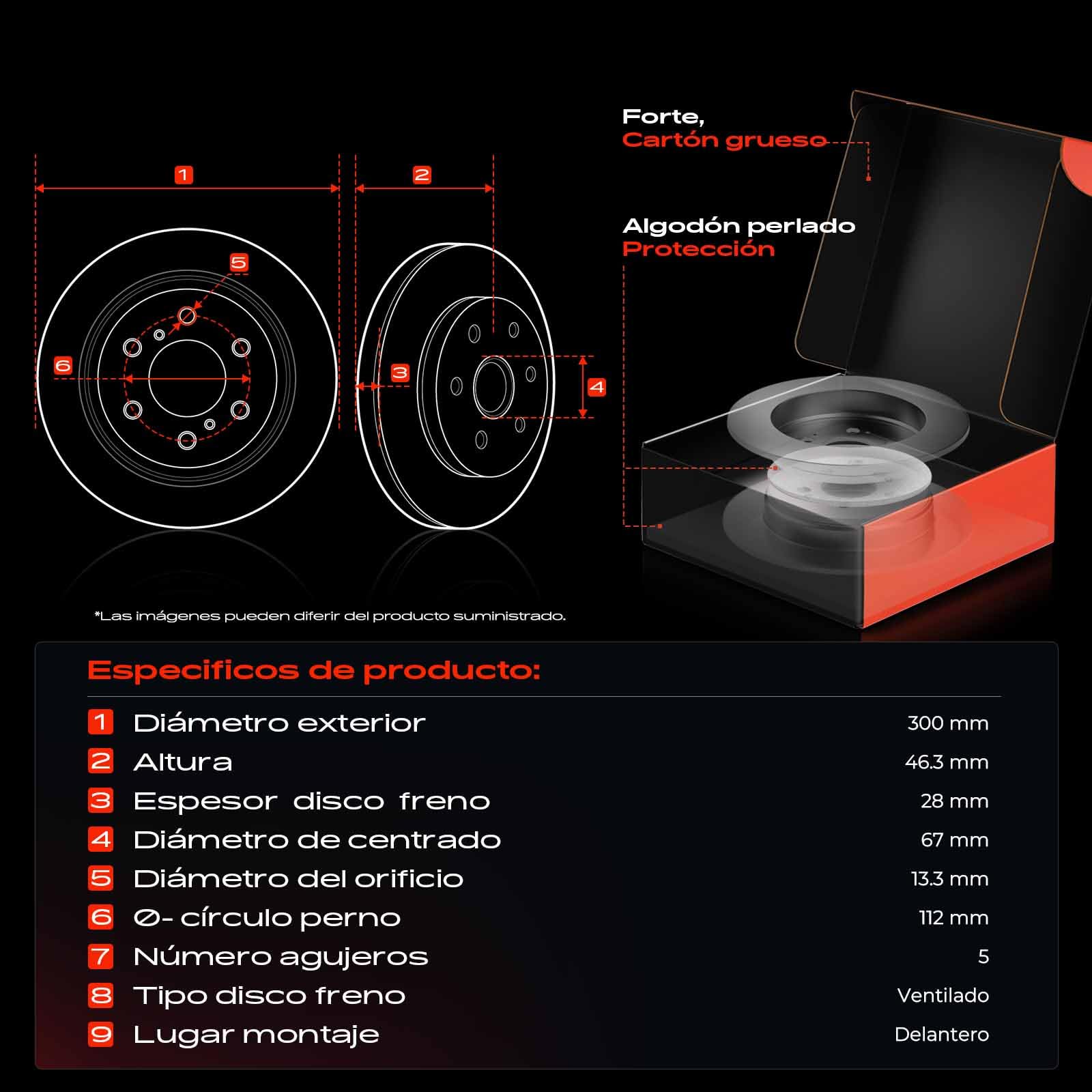 Frankberg 2 discos de freno delanteros compatibles con Crossfire 3.2L 2003-2008 Clase C W203 C230-C320 1.8L-3.2L 2000-2007 CLK C208 320 3.2L 1997-2002 Replace # 21042 11212