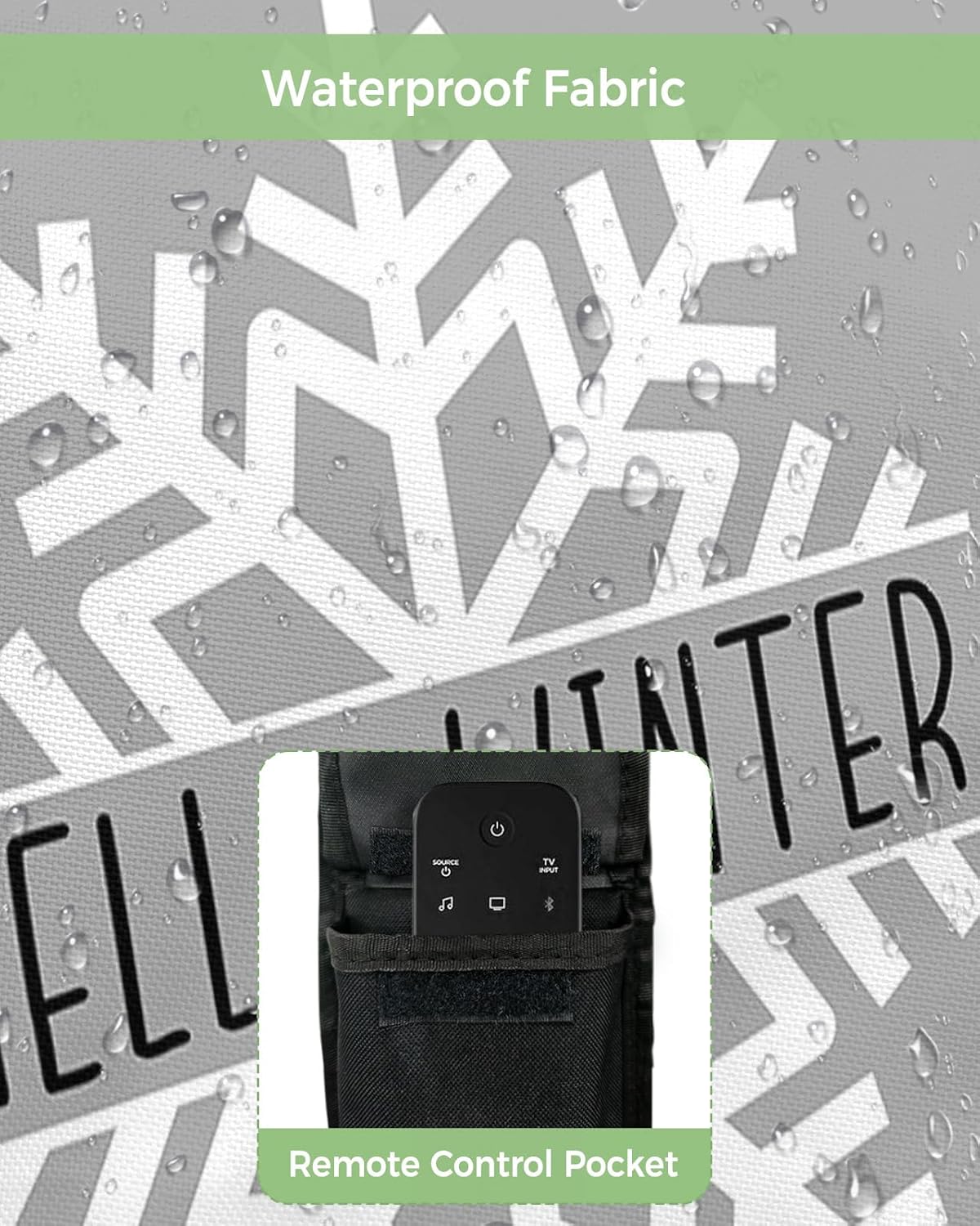 Outdoor TV Cover - HELLO WINTER Christmas White Snowflake Grey Waterproof and Weatherproof 80"-85" LCD Movable Shield TV Display Screen Protector Outside Television Covers