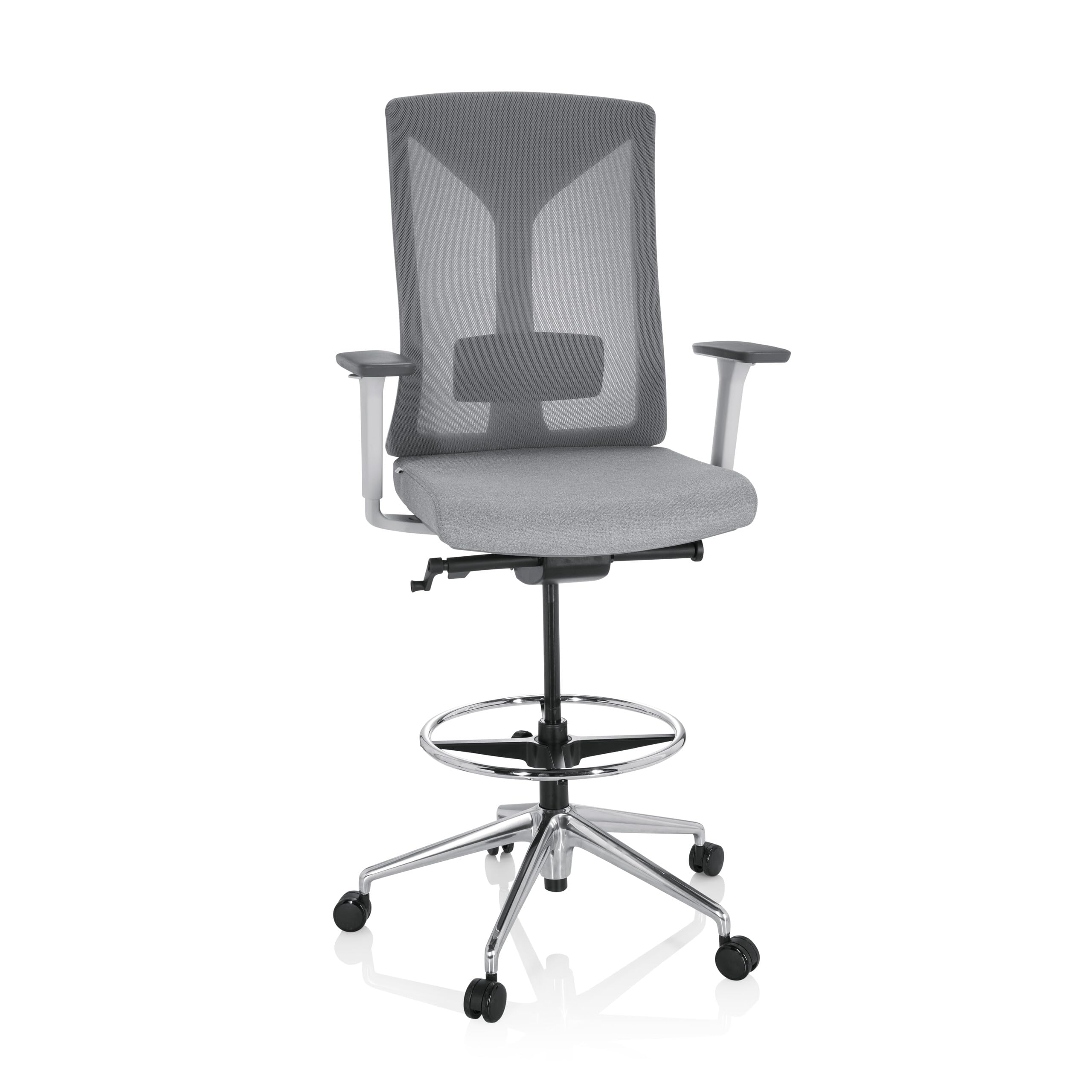 HJH Office 751010 Sedia da ufficio alta HALIFAX WORK tessuto/mesh grigio Sedia da lavoro con rotelle, regolabile in altezza, profondità di seduta regolabile