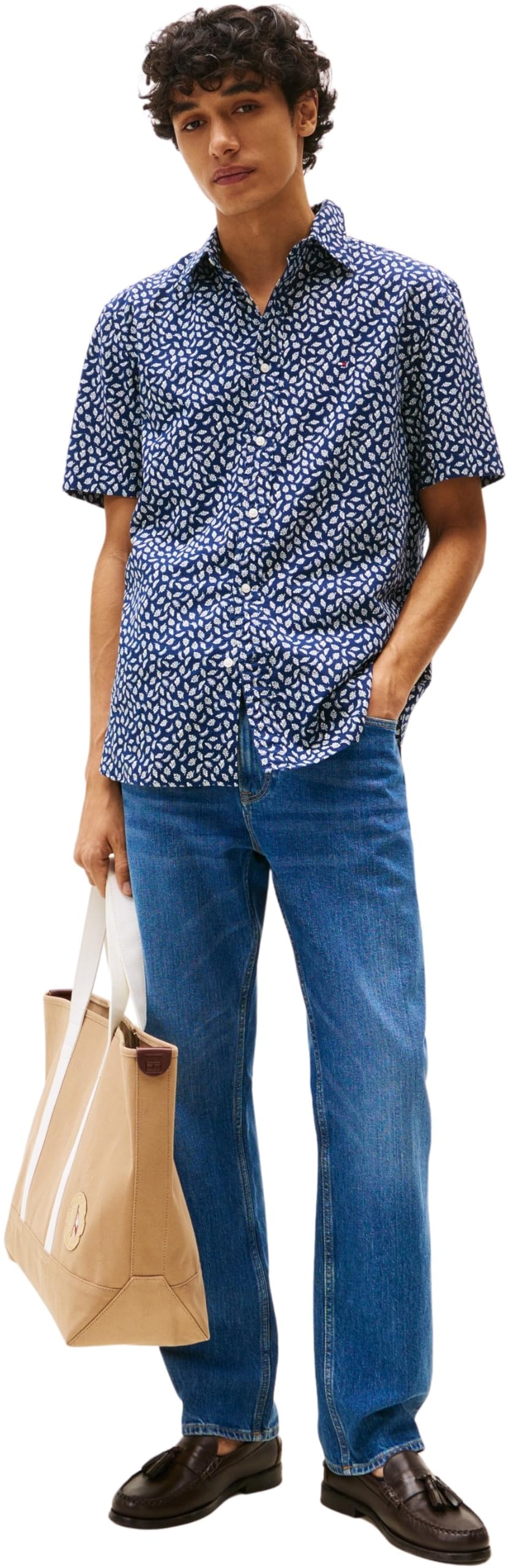 Tommy Hilfiger Herren Hemd Linen Blend Kurzarm