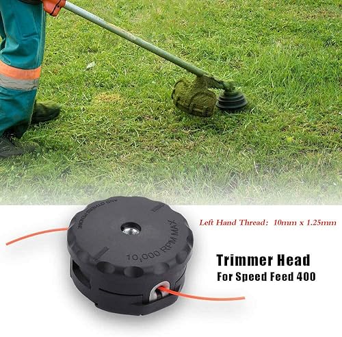 Miniatura 9 de AMINORD Paquete de 2 cabezales de recortadora para alimentación de velocidad Echo 400 SRM Series de eje recto para malezas (0.394in x 0.049in de