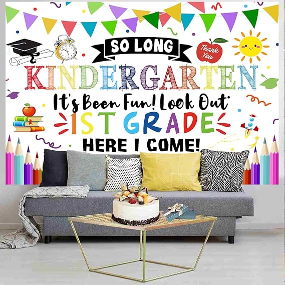 Drgilau 7x5ft Kindergarten Graduation Backdrop, Class of 2024, White, Polyester