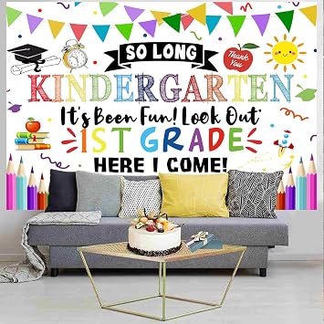 Drgilau 7x5ft Kindergarten Graduation Backdrop, Class of 2024, White, Polyester