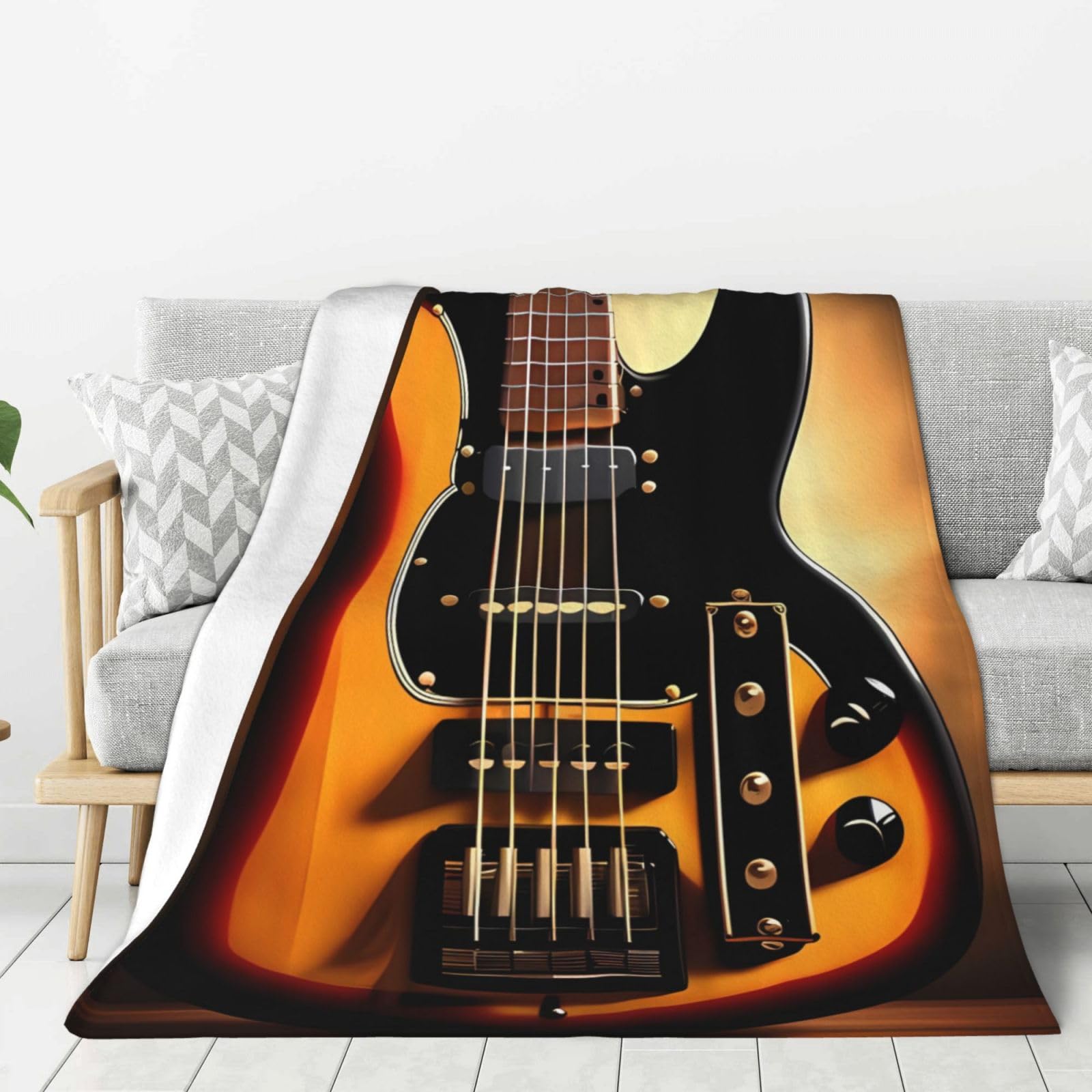 Instrumental Guitar Throw Blanket Plush Flannel Fleece Blanket, Soft Lightweight Cozy Blankets 50"X40" for Bed Couch Sofa Travel