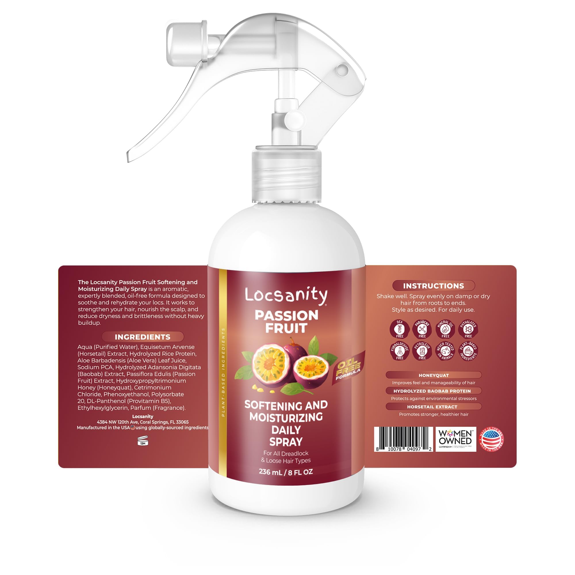 Locsanity Spray hidratante diario para rastas, hidratante para el cuero cabelludo de maracuyá, spray para rastas, spray refrescante para rastas, rastas, Sisterlock, Microlock, encrespamiento