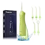 TOVENDOR Electric Water Dental Flosser Teeth Pick, Cordless Flossers Oral Irrigator IPX7 Waterproof 300ML Rechargeable Travel Water Teeth Cleaner with 5 Tips for Home Braces Care Gums Deep Cleaning