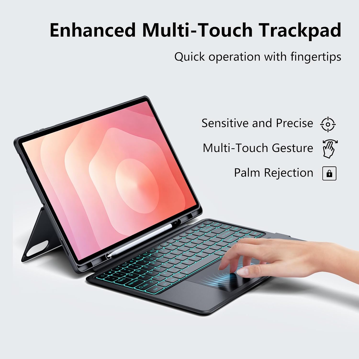 Touchpad Keyboard Case for Samsung Galaxy Tab S11 Ultra 14.6 Inch 2025-7 Colors Backlit Detachable Magnetic Keyboard - Folio Case for Tablet S11 Ultra with S Pen Holder SM-X936B/ SM-X930