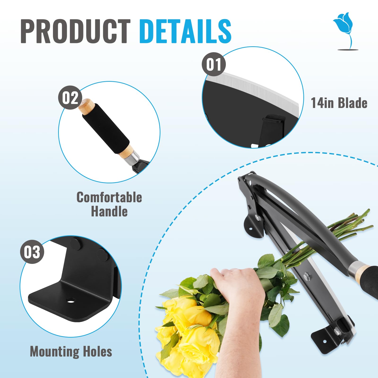 YUCHENGTECH Coupeur de Tiges de Fleurs Professionnel 35.6cm Coupe-tiges Floraux Robustes Outil de Coupe pour Fleuristes Portable et Durable , Arrangements Floraux et Usage Domestique