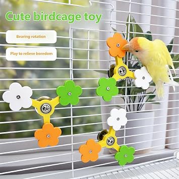 Interaction Rotating Flower Windmill Bird Exercise Toy for Mental Stimulation Nature Instincts Parrots Activity Toy Bird Activity Rotating Wheel