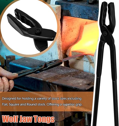 Miniatura 3 de Blacksmith Hammer & Forge - Kit de cuchillos para principiantes con yunque, pinzas de mandíbula de lobo y pinzas en V