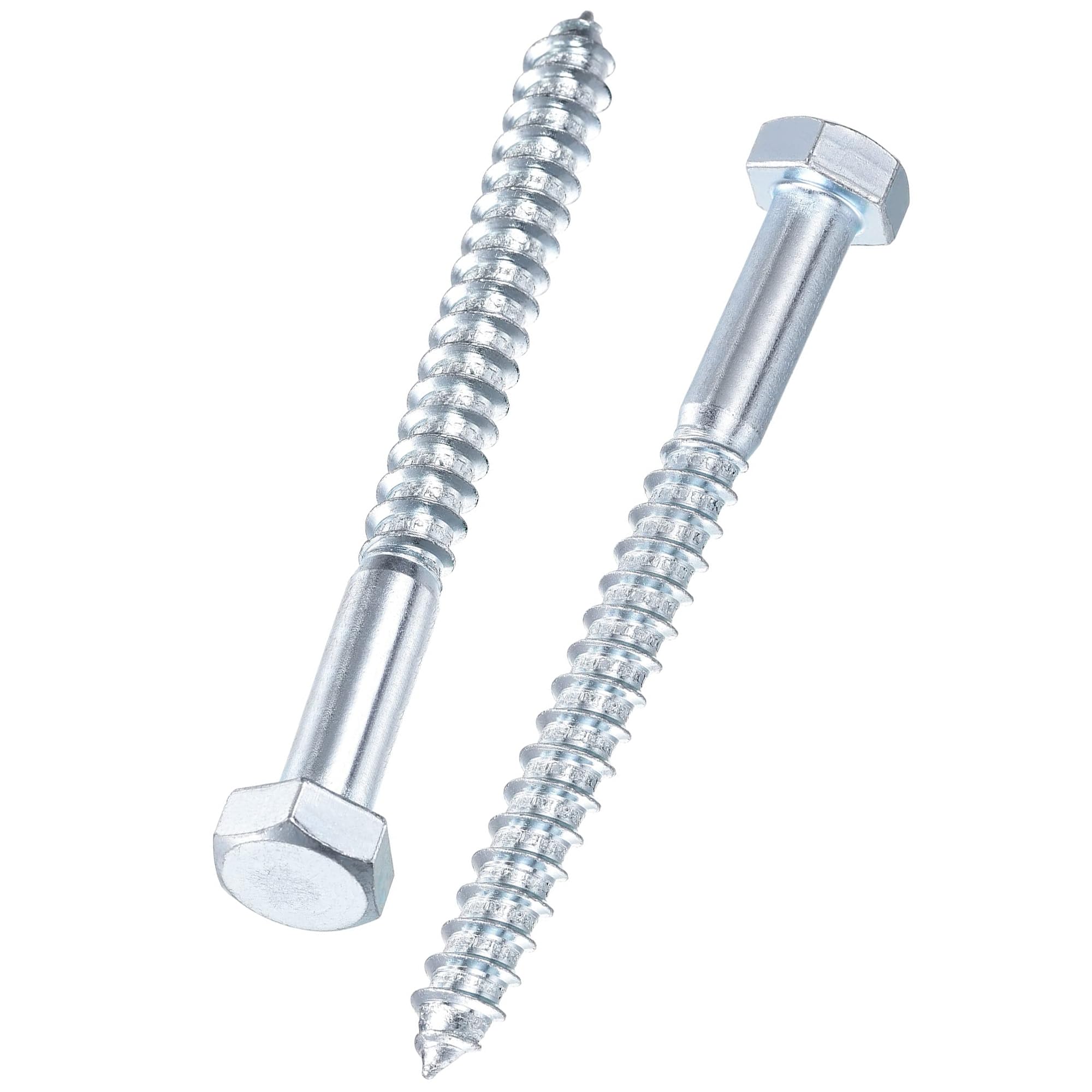 Unifizz 25 Pcs Hex Lag Screws, M6 x 70mm Carbon Steel Zinc Plated Wood Bolts, Half Thread Self-Tapping Screws for Timber and Decking, Heavy Duty Fasteners