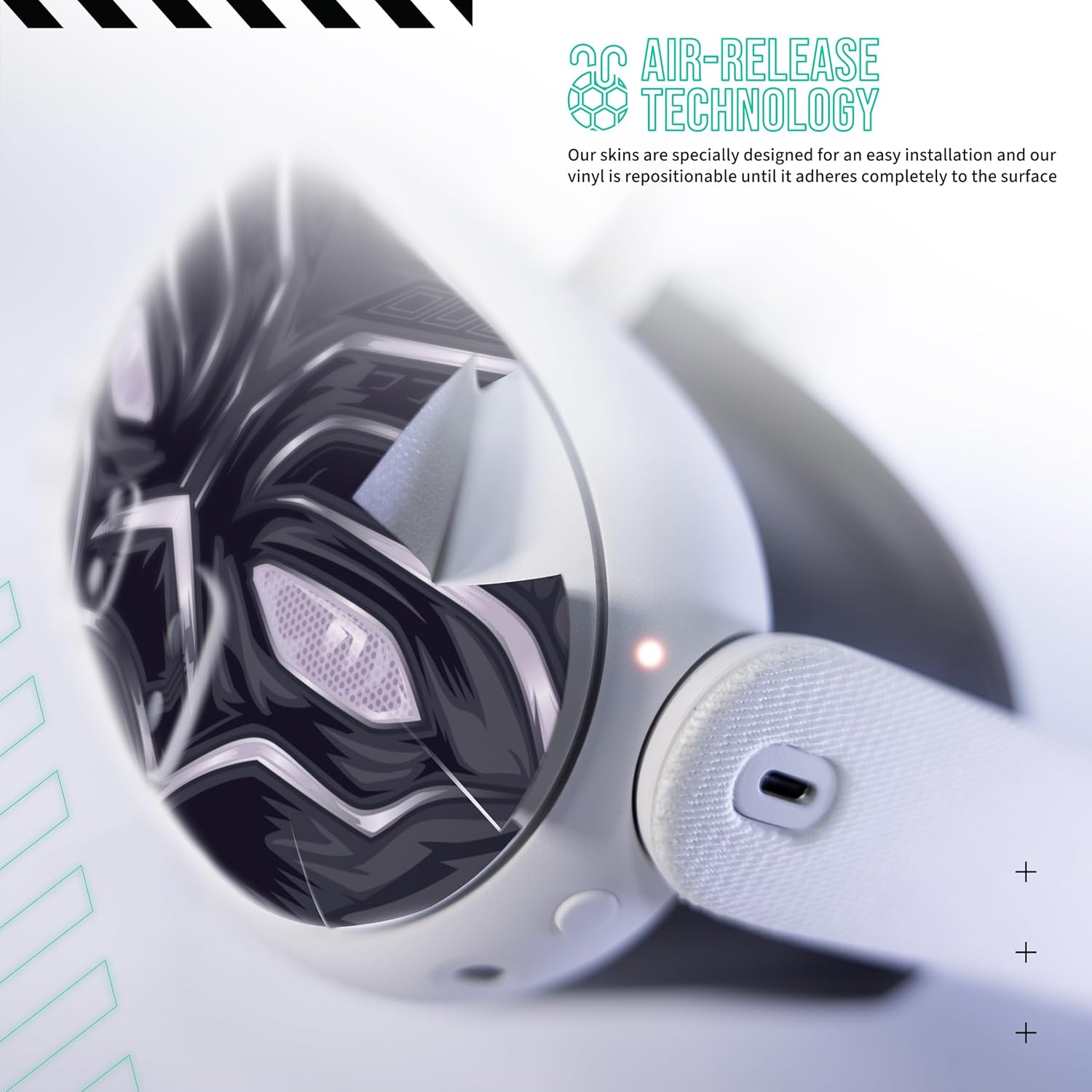 VR Headset Black Cat Skin and Accessories Stickers Kit Compatible with Meta Quest 3 Skin Protective Vinyl Decal Compatible with Oculus Quest 3
