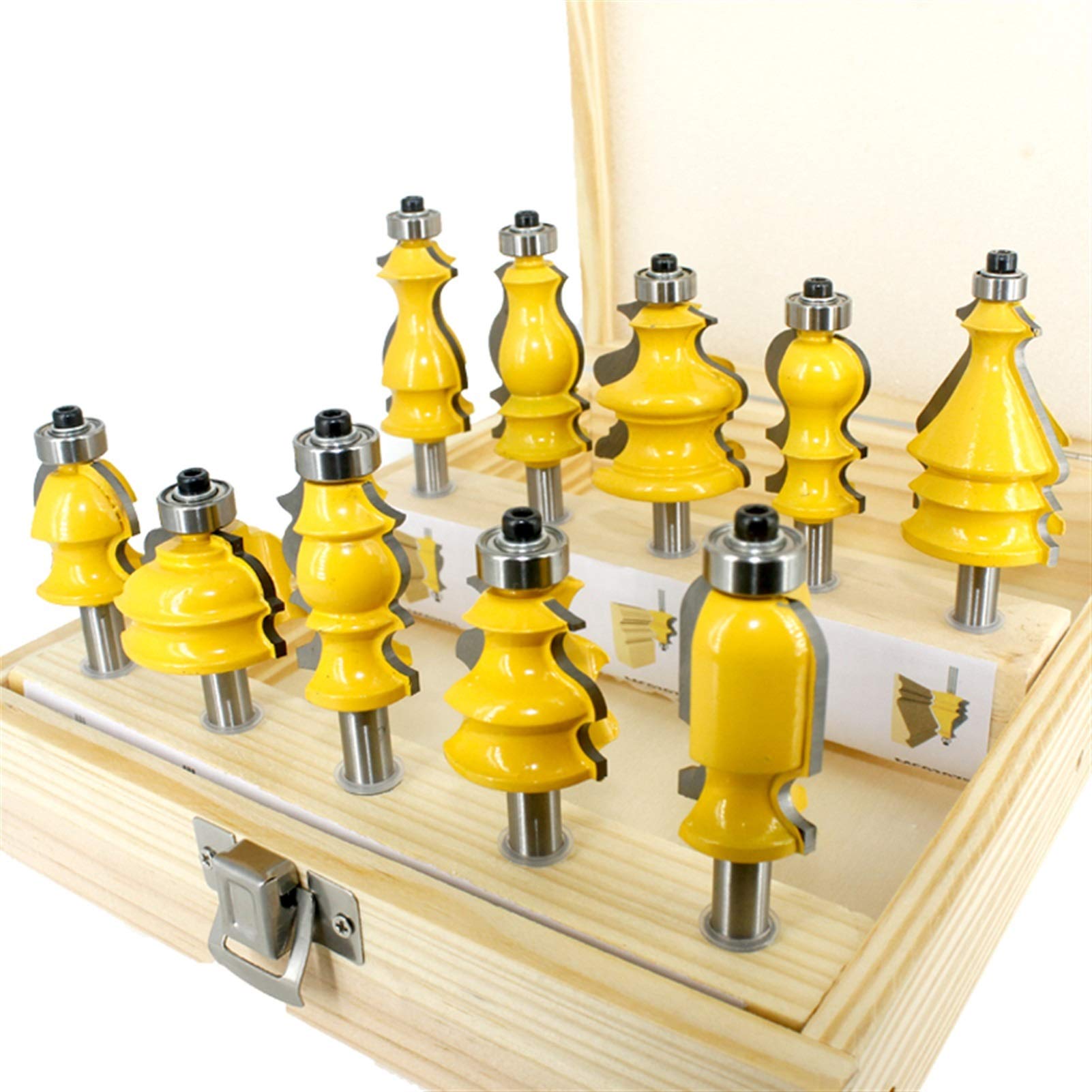 Xianglaa-bit de enrutador, 10 unids 8mm Shank Architectural Molding Handrail Router bits Set Base de Carcasa CNC Line Cutters Cutters Face Mill