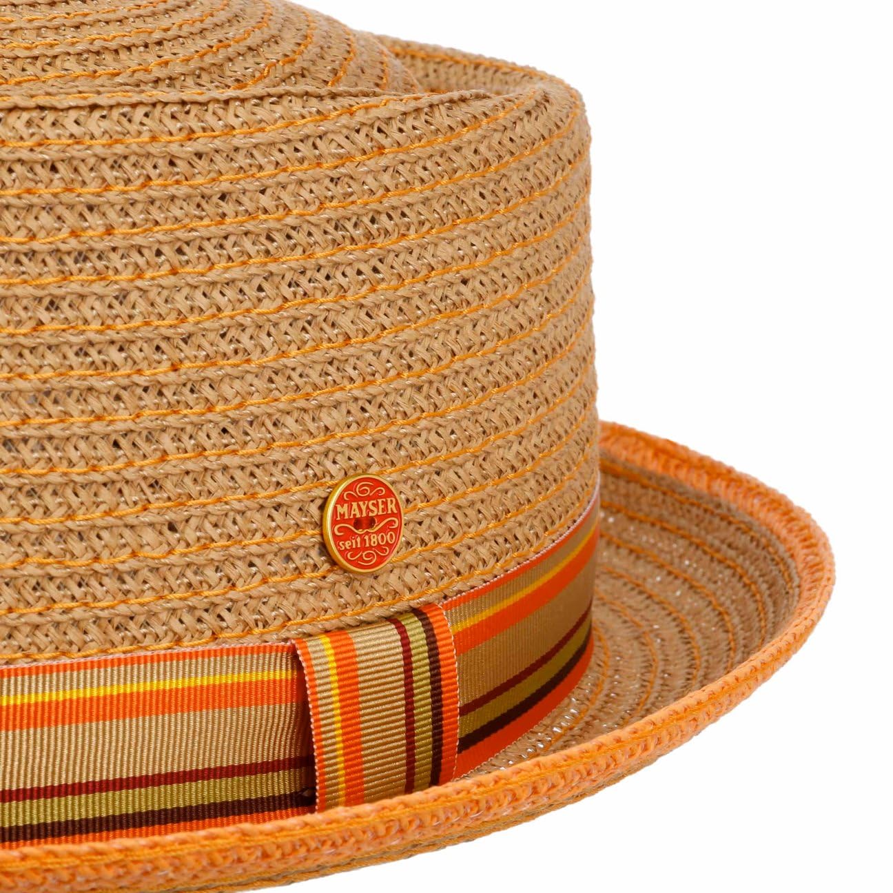 Mayser Andy Pork Pie Strohhut Bortenhut Packable Herren Frühling Sommer