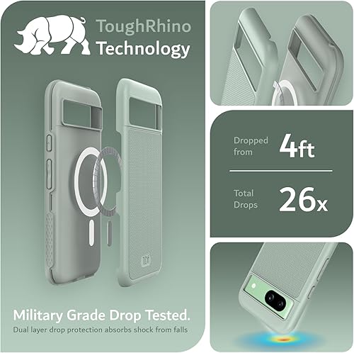 Vista 281 de TUDIA MergeGrip - Funda para Google Pixel 7a 2023, [probada en caídas de grado militar] borde elevado para protección de pantalla y cámara, doble