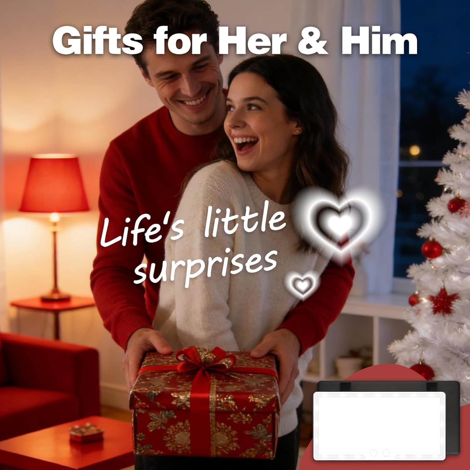 Car Vanity Mirror with Lights LED Visor Mirror for Car Rechargeable Touch Screen Mirror for Car Visor 3 Lighting Modes Travel Makeup Mirror Car Accessories for Women (2-PACK)