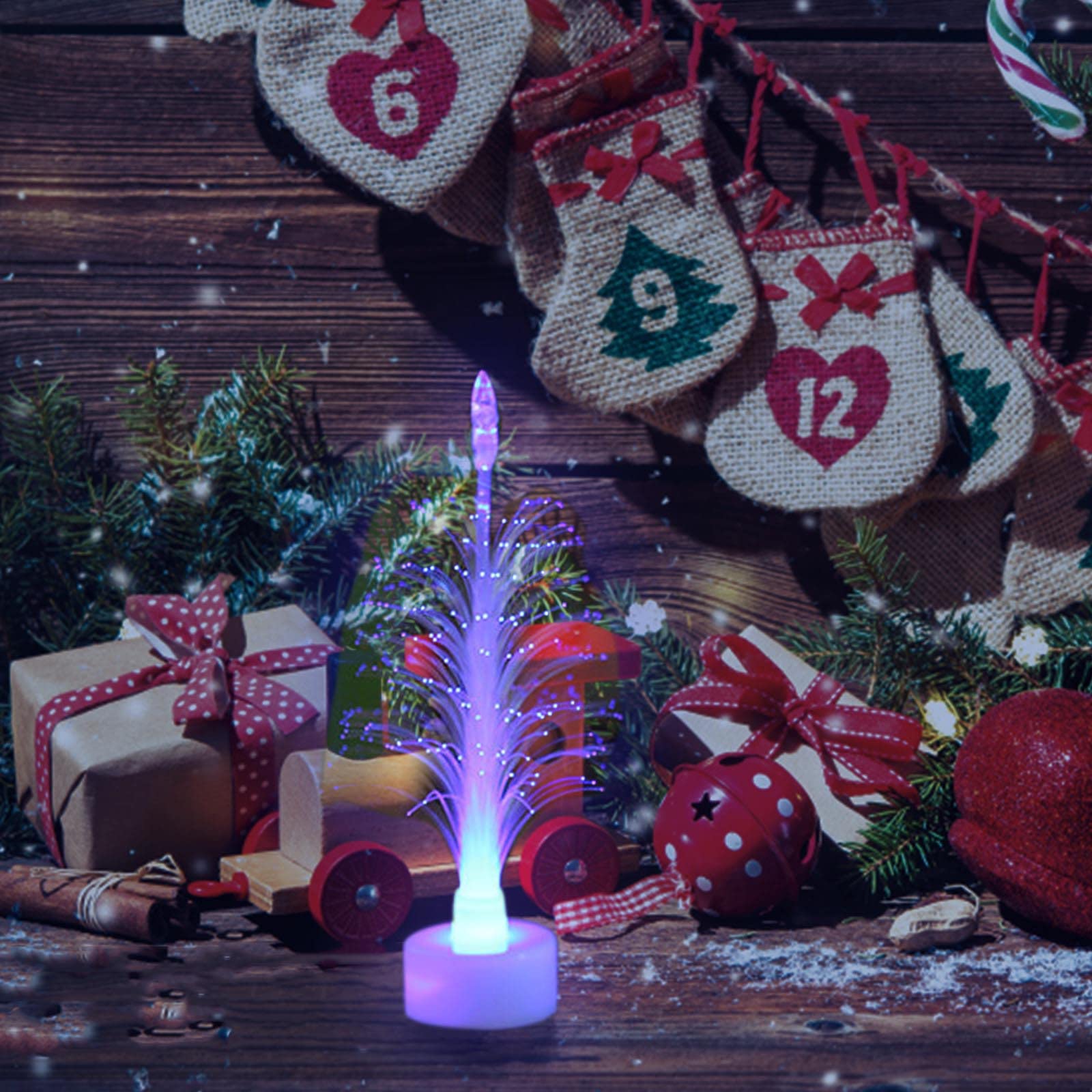Amazon.co.jp: 5.3インチの光ファイバークリスマスツリー、卓上ミニ