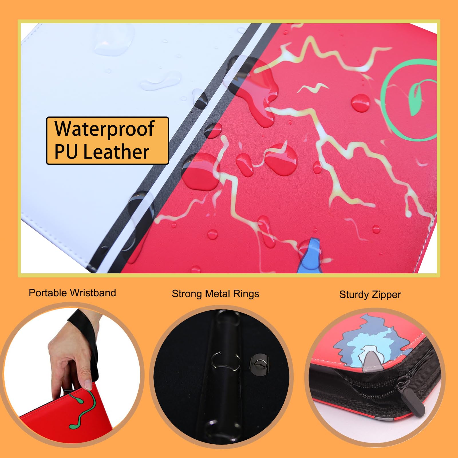 Sammelkarten Binder Deluxe - Premium 9-Pocket Album mit 900 Taschen, Idealer Kartenspeicherbinder für Jungen und Mädchen, Sammelbuch Hülle für Kartenliebhaber