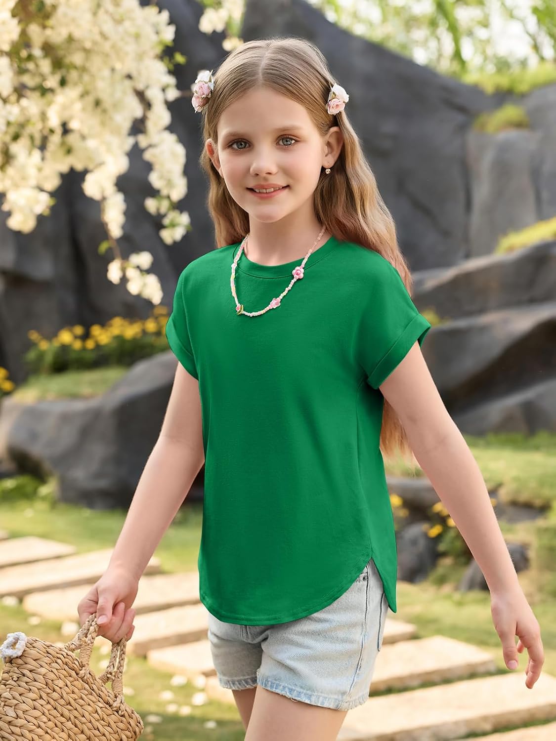 Haloumoning Girls Short Sleeve Shirts Kids