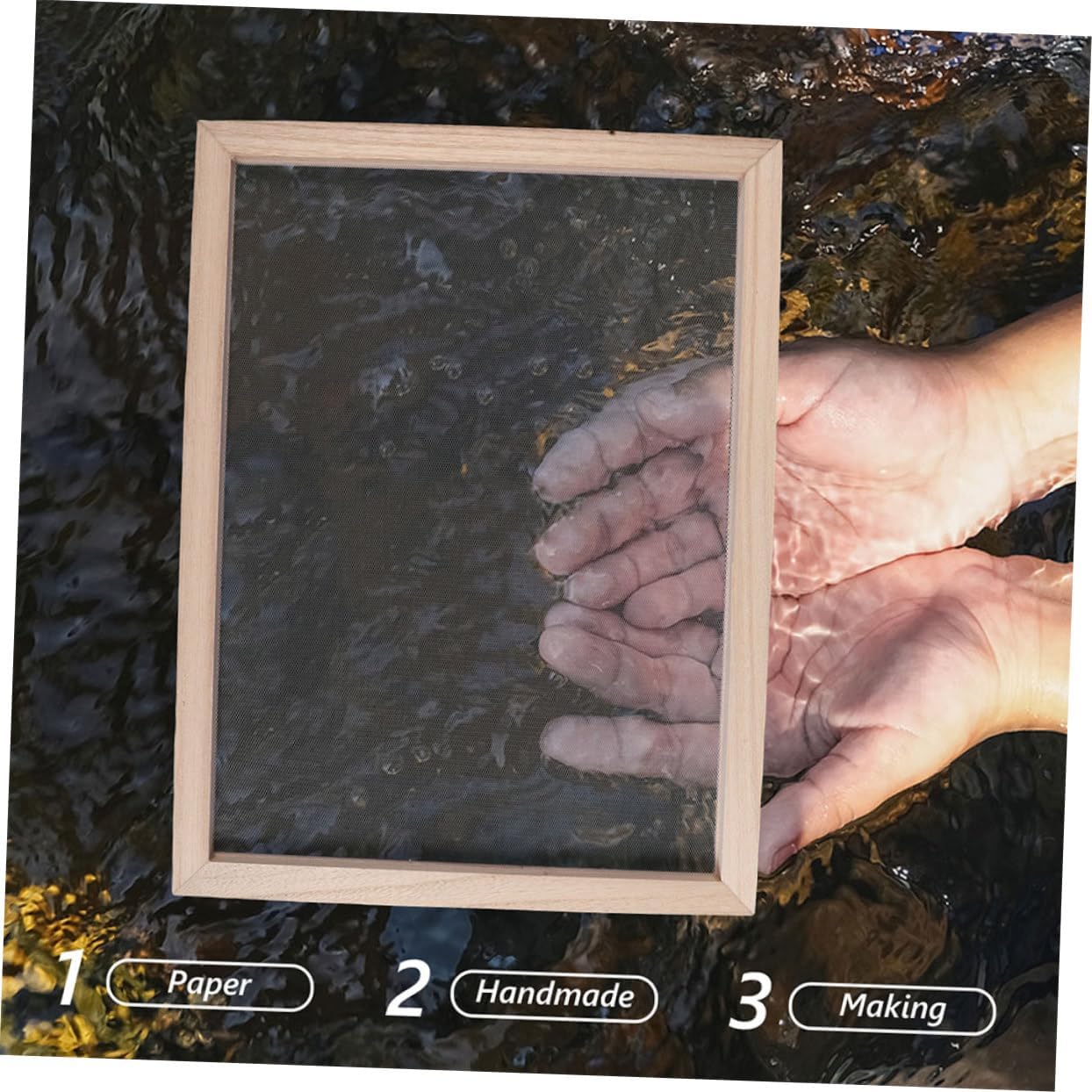 Angoily 2pcs Craft Wooden Frame Double-Layer Screen Frame for Paper Making Handmade Paper Crafting Tool Traditional Papermaking Supply