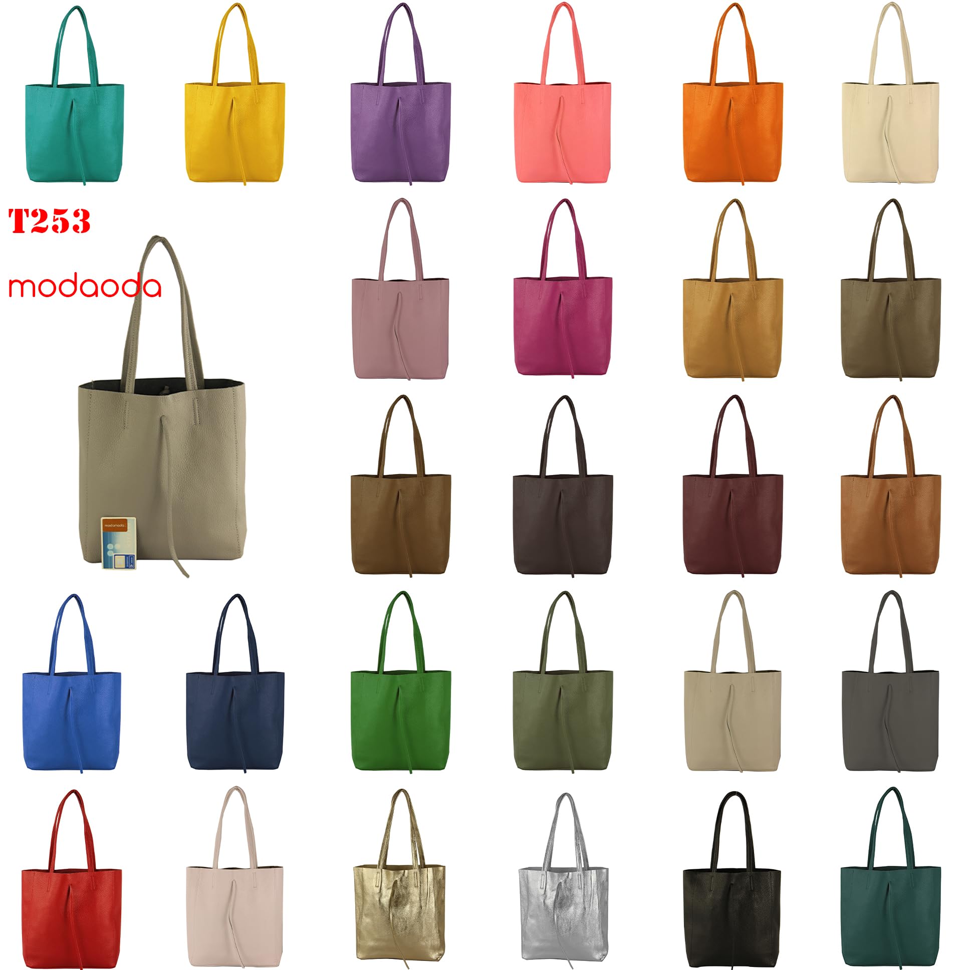 modamoda de - T253 - Ital. Bolso con asa y bolsillo interior de piel