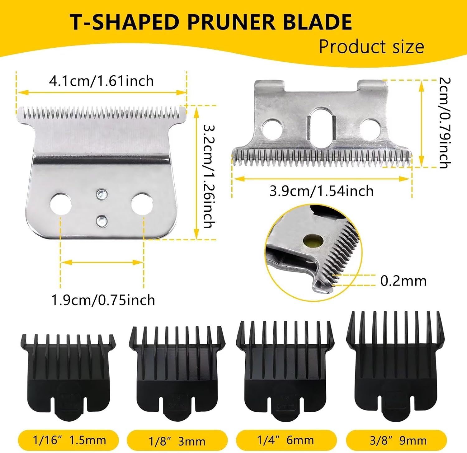 Premium 2 Sets #04710/04521 Replacement Blades for Andis #04710#04521 T O-utliners Trimmer, Cutting T Style Blades for Andis T-out-liners G GO GTO GTX Headliner LS2/3