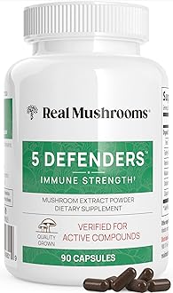 Visit the Real Mushrooms Store 5 Defenders Mushroom Immunity Support Blend, 500g (90 Caps)