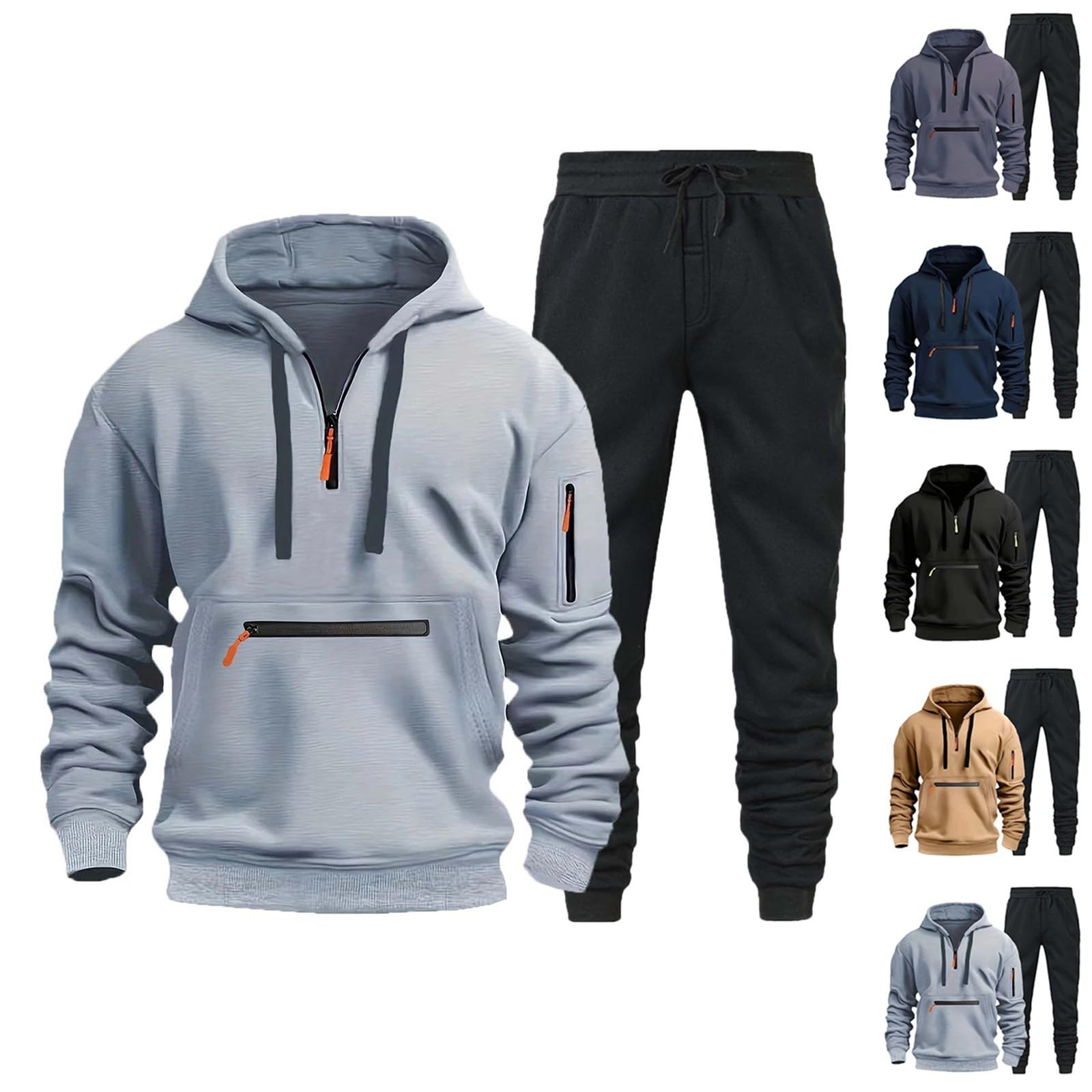 Tute da Ginnastica Uomo Maniche Lunghe Felpa con Cerniera e Jogging Pantaloni Sportiva Set Tuta Completa Tracksuit,Tuta Uomo In Pile,Regalo Natale Halloween Capodanno