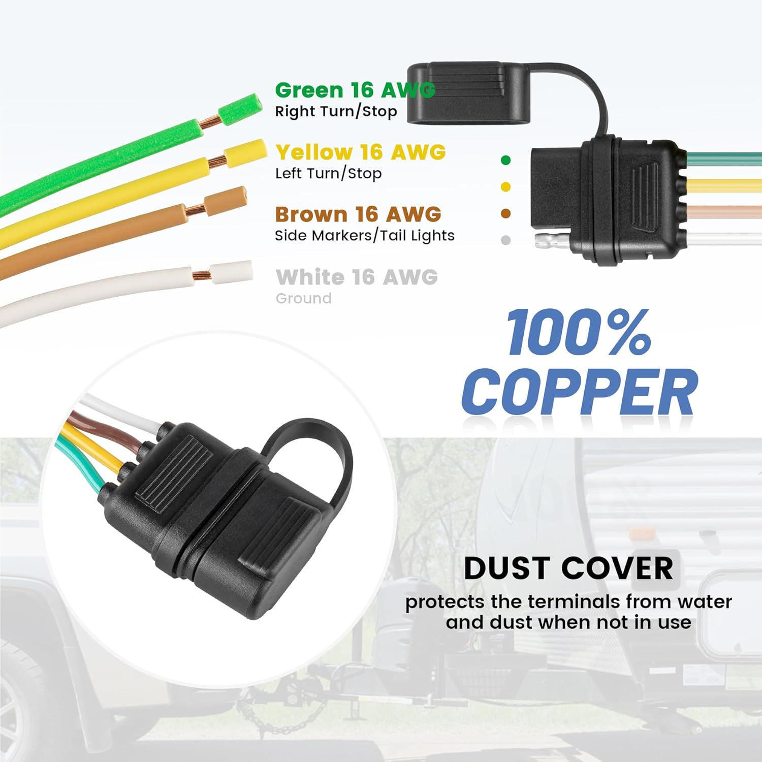 MECMO Trailer Wiring Harness for 2005-2010 Honda Odyssey 4-Way Flat Tow Hitch Wiring for Trailer Light Hook Up, Plug and Play Vehicle Side Custom 4 Pin Towing Replacement Wire for 56161 T-Connector