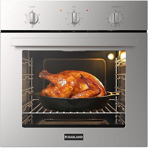 GASLAND 24 Inch Electric Wall Oven with 5 Cooking Modes, 2.79 Cu.ft, Knob Control, Removavle Triple-Layer Glass Door, 2200W Built-in Oven for Kitchen, Stainless Steel, ETL Certified