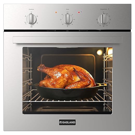 24 Inch Electric Wall Oven, GASLAND Built-in Oven with 2.79 Cu.ft Capacity, 5 Working Functions, Ergonomic knob, Removable 3-Layer Glass Door, 2200W Stainless Steel Single Wall Oven, ETL Certified