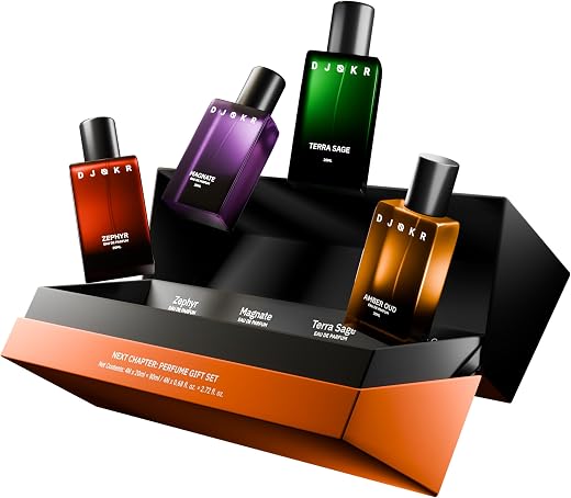 Djokr Next Chapter Men’s Perfume Gift Set | 4 x 20 ml Eau de Parfum – Zephyr, Magnate, Terra Sage, Amber Oud | Long-Lastin...