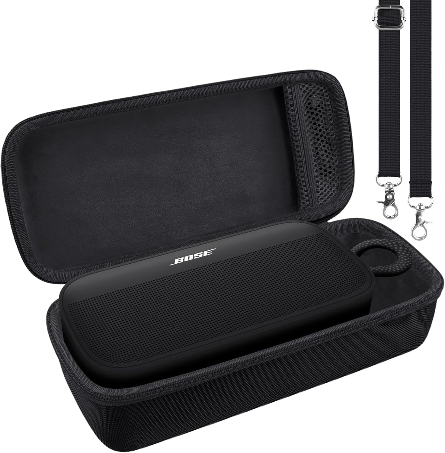 khanka Case for Bose SoundLink Plus Portable Speaker – Hard Protective Travel Case with Shoulder Strap (Black) - Image 2