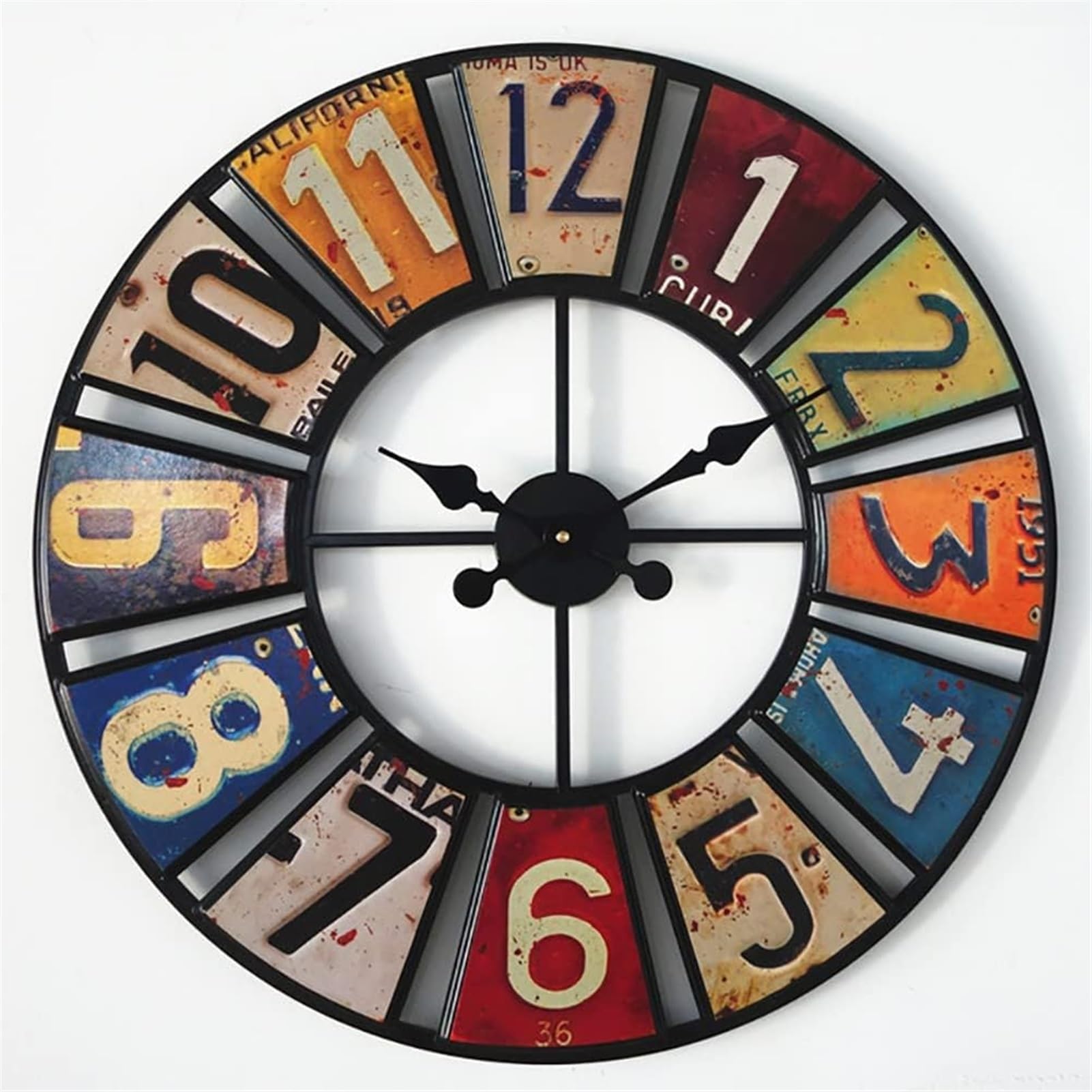 Horloge murale de cuisine silencieuse grand format en métal rétro 60cm