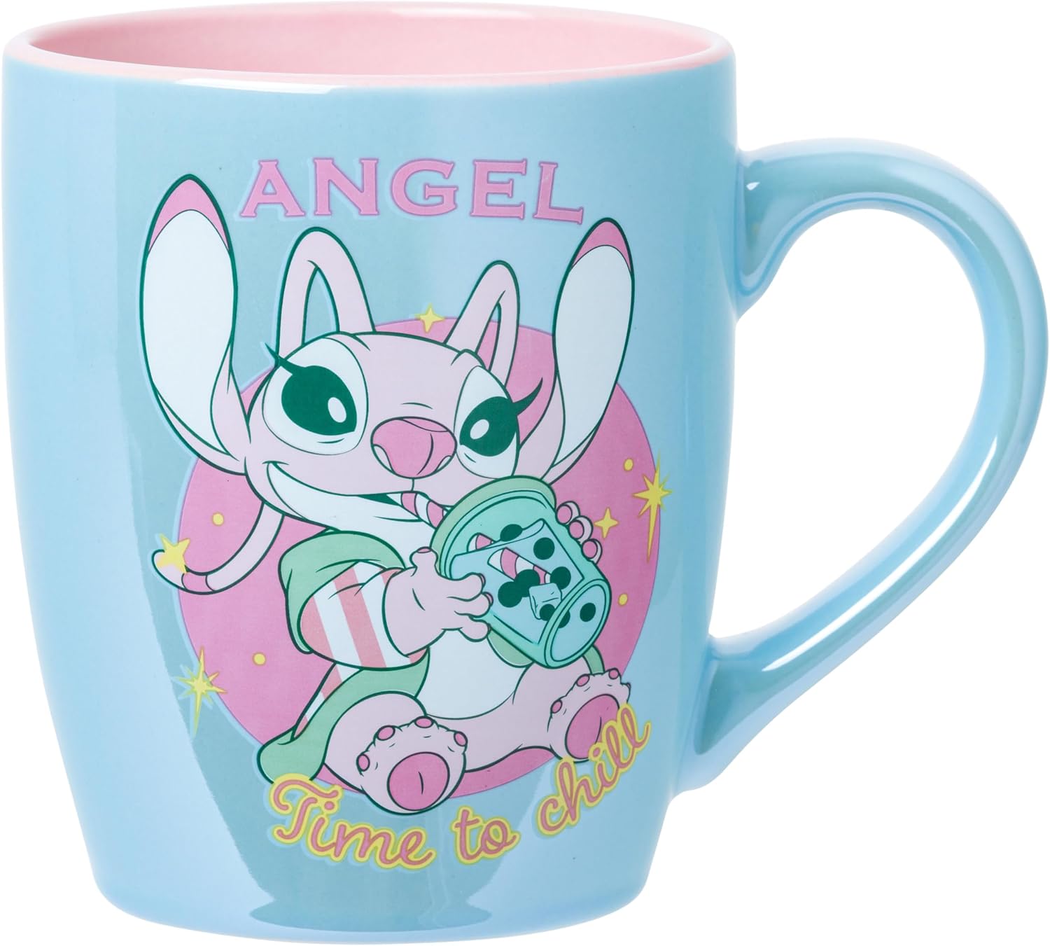 Silver Buffalo Disney Lilo and Stitch, Wax Resist Ceramic Pottery Mug, 18oz