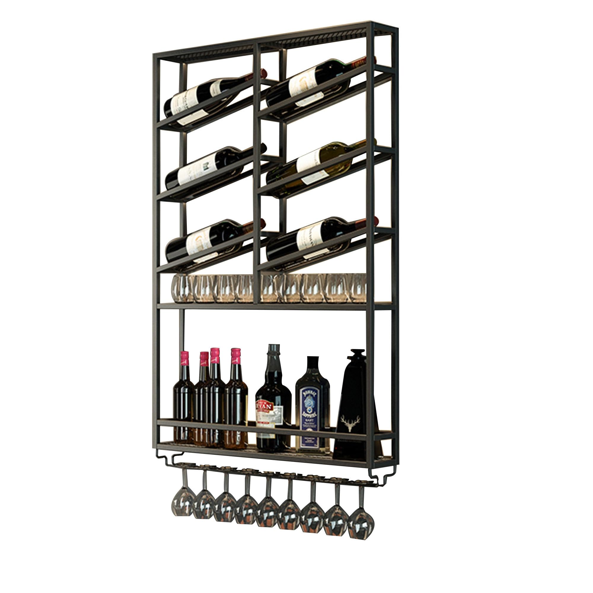Casier à vin mural en métal compact pour protéger vos verres et bouteilles