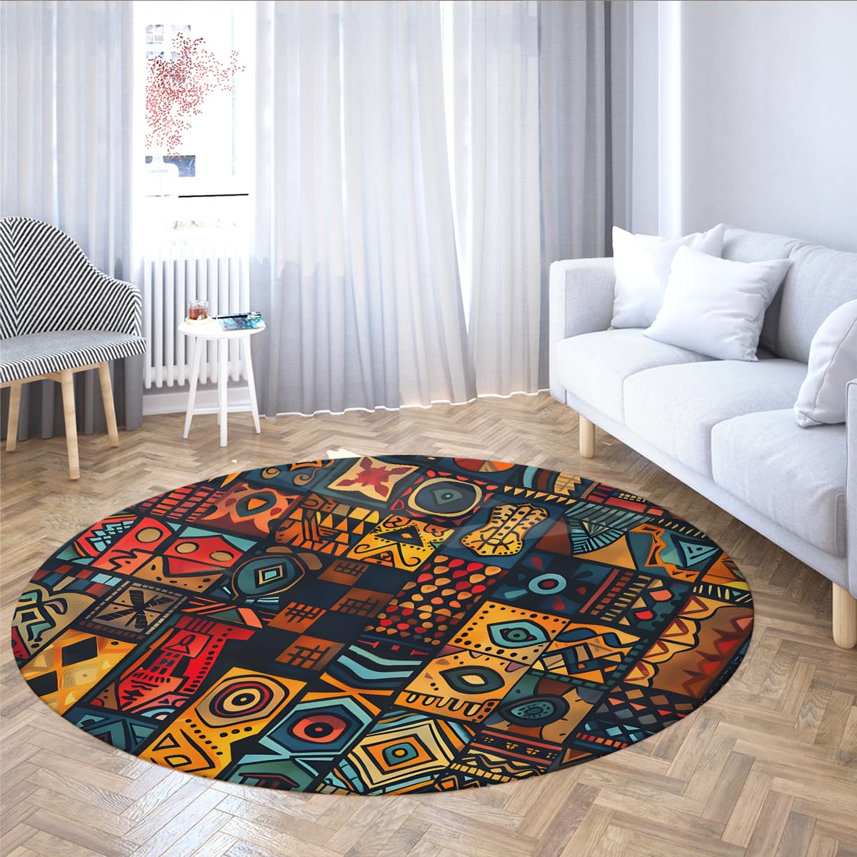 Tapis de sol antidérapant et lavable à poils ras pour salon et chambre