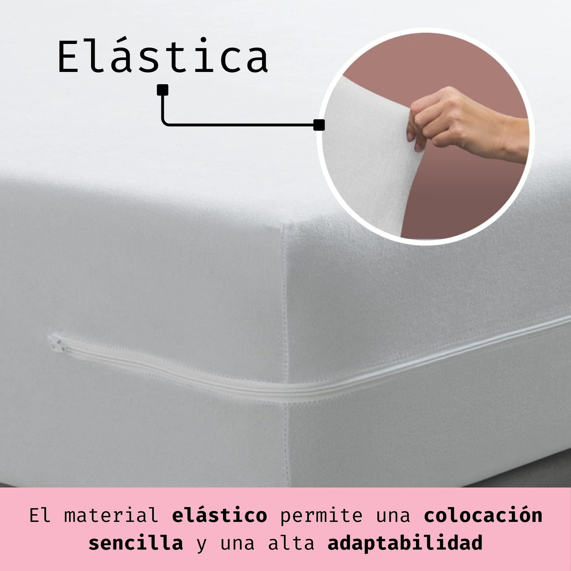 Tural - Funda de colchón Tacto Seda | Protector de colchón elástico y Transpirable | Cubre colchón con Cremallera | Rizo de Microfibra | Certificado Oeko-Tex | 80x190/200 cm