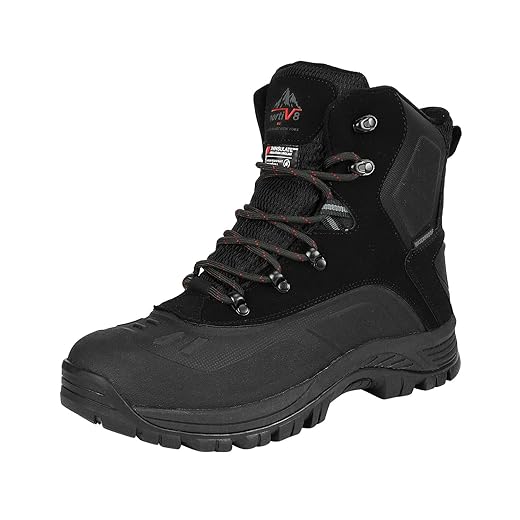 NORTIV 8 Men's 180411 Black Insulated Waterproof Construction Hiking Winter Snow Boots Size 13 M US