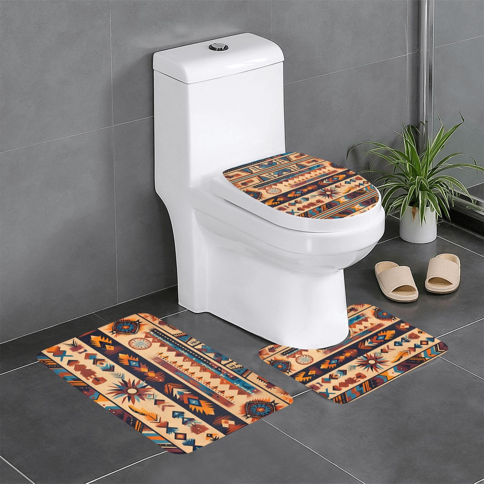 Tapis de salle de bain antidérapants amérindiens pour toilettes et coiffeuse