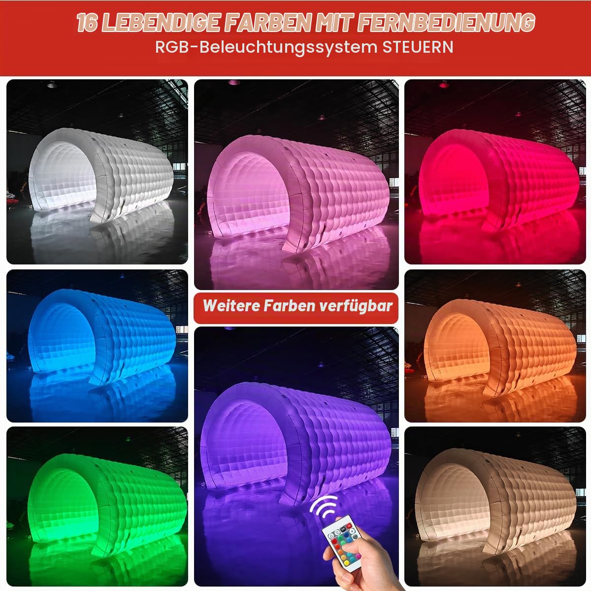 17FT Aufblasbarer Tunnel Eingang mit 350W Gebläse & LED-Lichtleiste