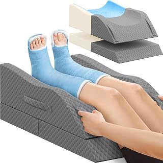 Elevation Pillows for Leg After Surgery, Memory Foam Adjustable Wedge Pillow for Injury or Rest, Ankle Pillow for Sleeping Blood Circulation Full Grey/Double Leg