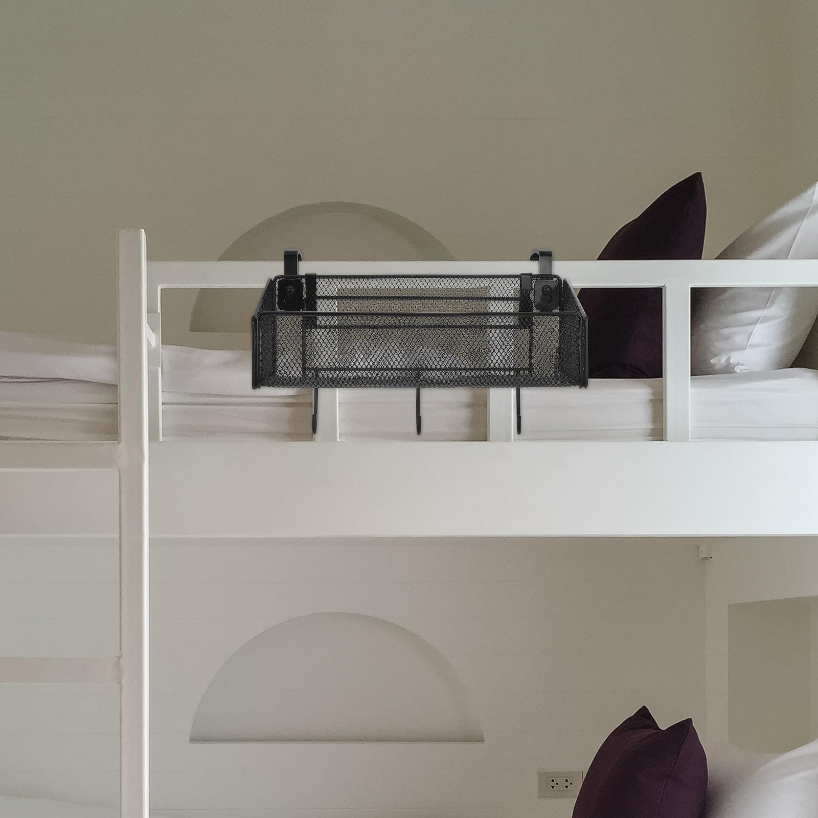 Operitacx Organizer Appeso e Ganci Regolabili con Design Traspirante Cesto Portaoggetti da Letto in Metallo Funzionale e Pratico per Dormitorio e Ufficio