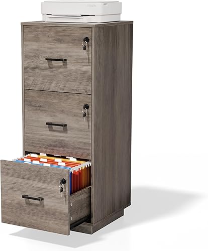 Miniatura 10 de VINGLI Archivador pequeño con 2 cajones con cerradura archivador de madera para colgar archivos de tamaño carta con pestañas archivador móvil debajo