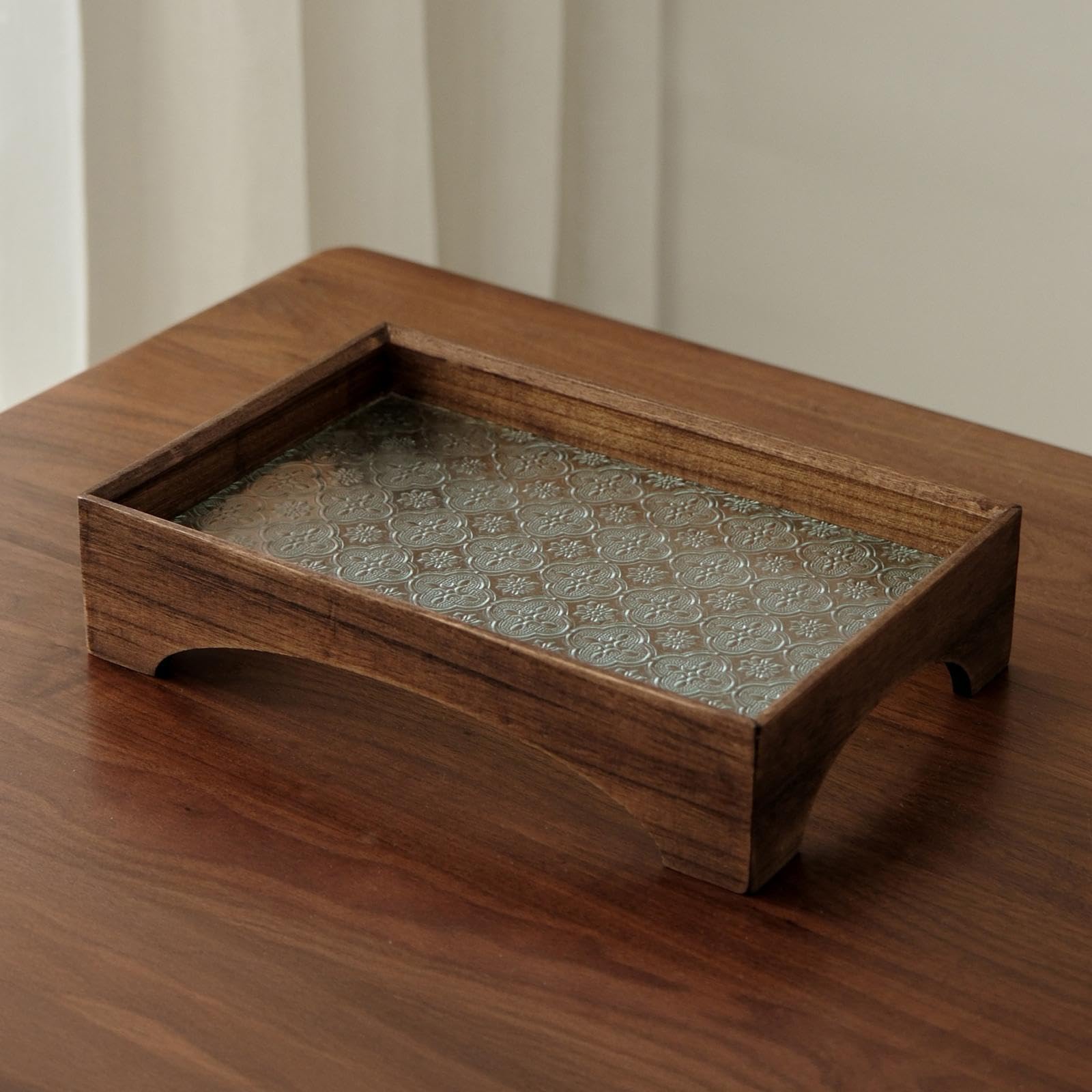 Bandeja, for Servir Nueces y Dulces, for, Organizador de Escritorio, Almacenamiento for Baño Hecha Madera Vidrio for Frutas Secas, 20 cm x(30cmx20cm)