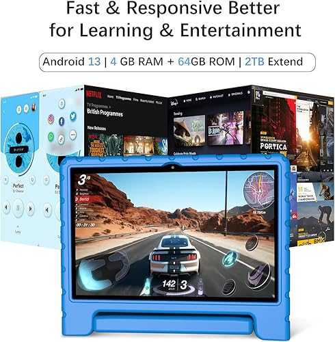 Miniatura 4 de ITDULCET Tableta para niños de 10 pulgadas, Android 13, 4 GB de RAM+64 GB ROM 8000 mAh, tableta para niños y adolescentes, WiFi 2.4G y 5G, cámara